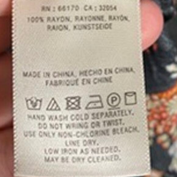 Anthropologie Conversations 28 of 52 Colloquial Peacock Collarless Button Down - Picture 12 of 15